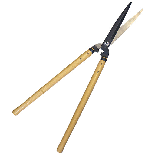 Gardening shears with wooden handles on a white background